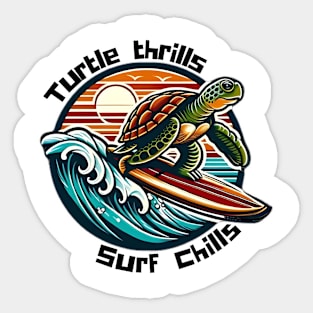 Surfing Turtle Sticker